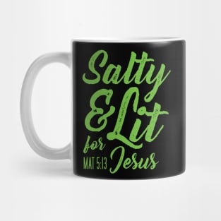 Salty and Lit for Jesus - Green Distress Mug